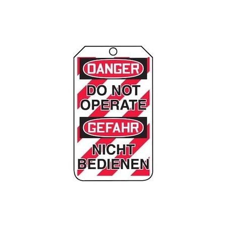 Accuform Safety Tags, DANGER DO NOT OPERATE BILINGUAL GERMAN, 5.75in x 3.25in, RP-Plastic, 25PK TMG216PTP